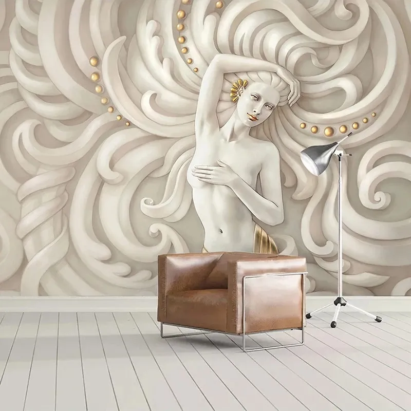 Custom Mural 3D Estereoscópico Relevo Beleza Sculpture Arte Moderna Estilo Europeu Sala de Estilo Quarto Papel de Parede