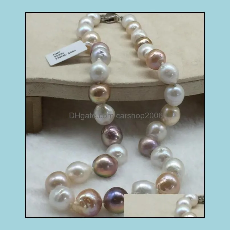 9-11mm South Sea Natural Mixed Colors Pearl Necklace 18inch 925 Silver Clasp Women`s Gift Jewelry