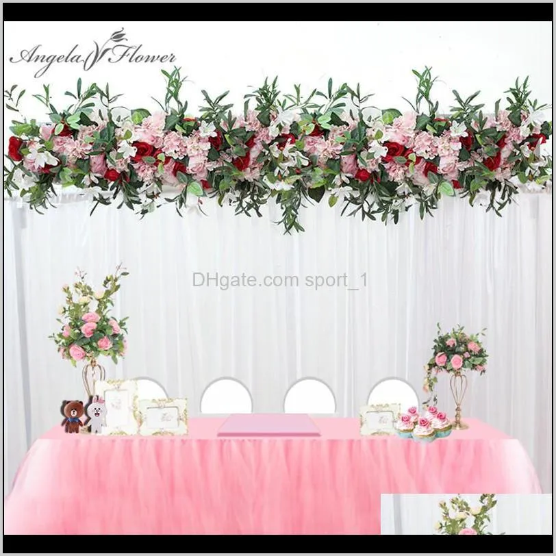 1m greenery plants party wedding arch door window station decor road lead artificial flower row runner diy rose peony hydrangea