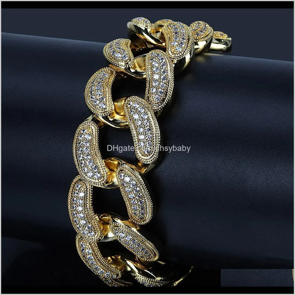 luxury designer jewelry men bracelets hip hop jewlery gold silver bling diamond tennis mens iced out bracelet fashion bangle rapper charm