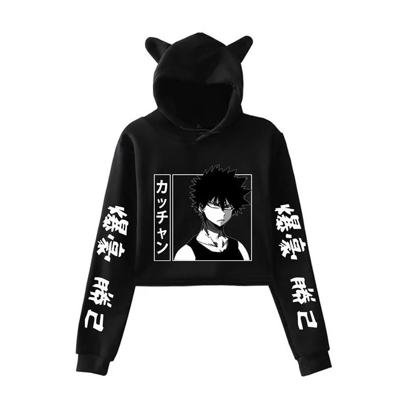 Womens Hoodies Sweatshirts Anime My Hero Academia Navel Bare