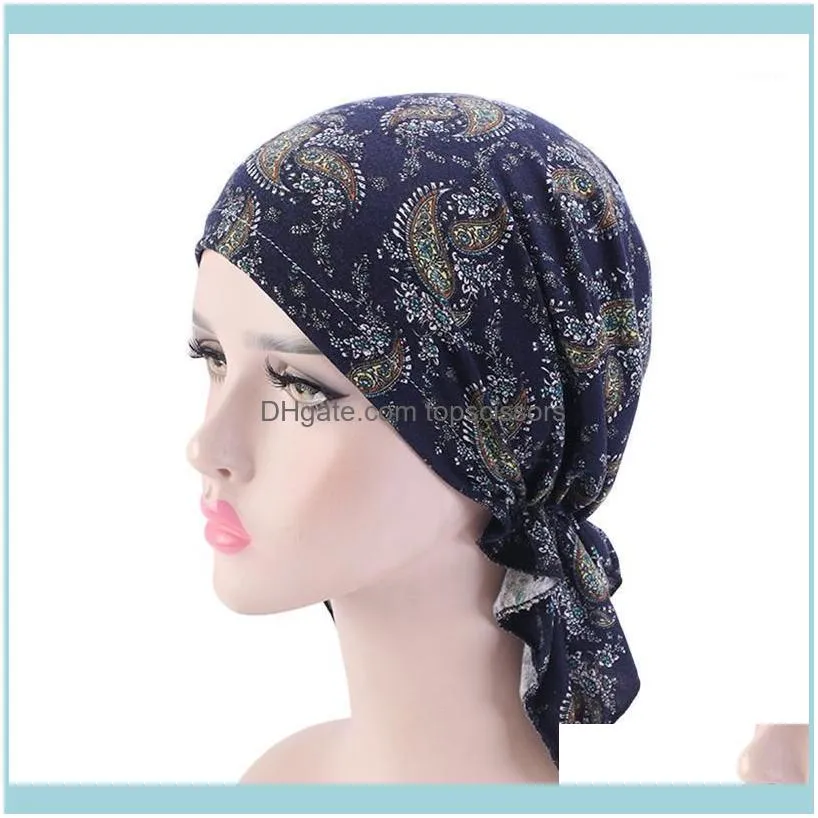 Ferramentas de Aessórios ProductsMusMuslim Mulheres Estiramento Floral Algodão Headscarf Turbante Turbante Chemo Beanies Caps Headwrap Headwrap para Cancer Hair