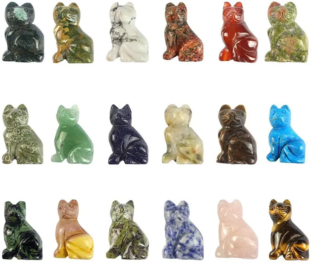 Party Favor Natural Ametyst Pocket Carved Lucky Cat Kryształy Healing Stones Figurki Kolekcje, 1,5 cali Decor Decor Gemstone