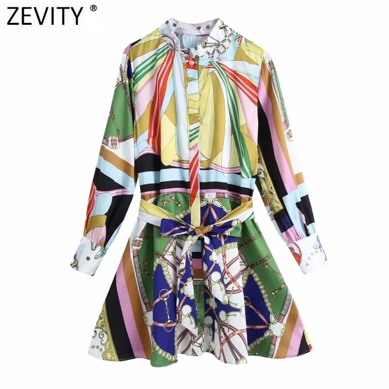 Kobiety Vintage Kolor Dopasuj Łańcuch Print Saste Satin Sukienka Kobieta Chic Breasted Casual Line Kimono Vestidos DS8114 210416