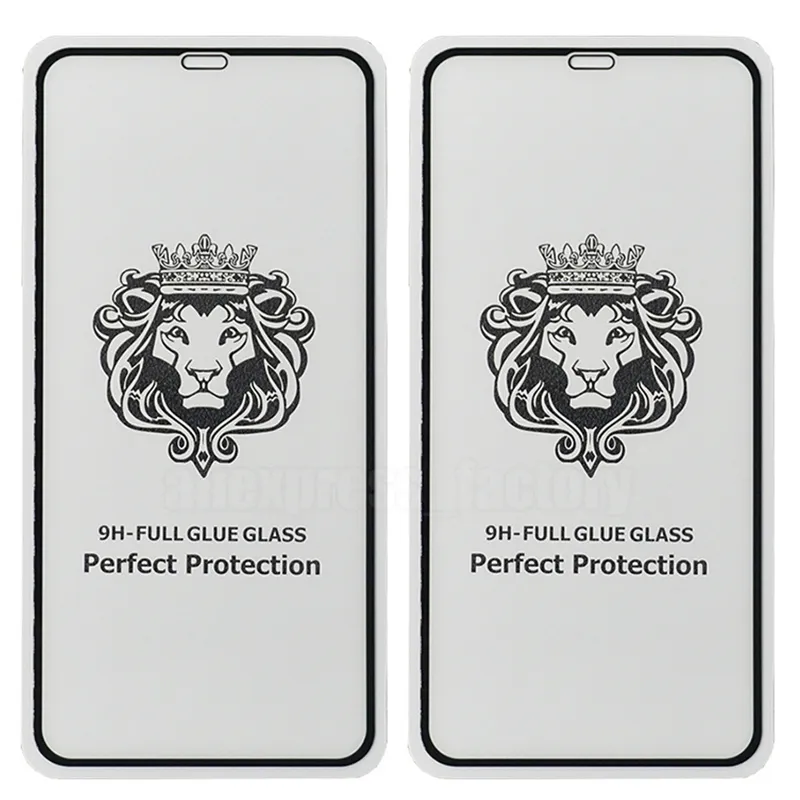 Bildschirmschutz für iPhone 15 pro max 14 plus 13 mini 12 11 xs xr x 8 7 se Lion Temperiertes Glas Vollkleber gebogene 9H Film Guard Protective Premium Cover Shield