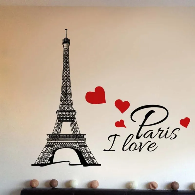 Muurstickers DIY Slaapkamer Office Vinyls Inspirerende citaten I Love Paris Art Sticker Motivational Decal Modern