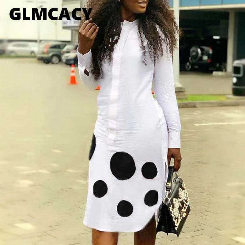 Women Casual Spring Shirt Dress Polka Dot Long Sleeve Cowl Neck Knee Length Midi Dress Casual Office Lady Workwear Dress 210702 Women Casual Spring Shirt Dress Polka Dot Long Sleeve Cowl Neck Knee Length Midi Dress Casual Office Lady Workwear Dress 210702