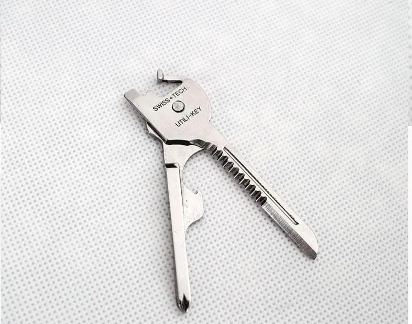 new swiss+tech 6 in 1 utili-key mini multi function keyring flat and lock glass screwdriver bottle opener pocket knife edc tool k5577