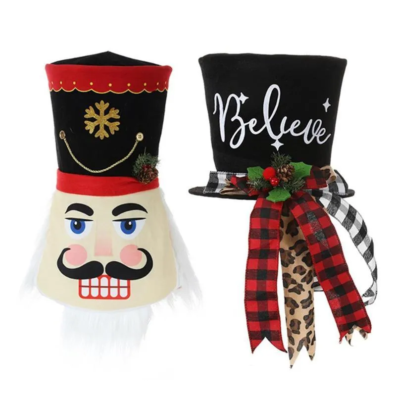 Decorações de Natal Grande árvore Topper Decoração Nutcracker Hat Chapéu Para Casa Enfeites de Xmas Festa Adereços Decoraion