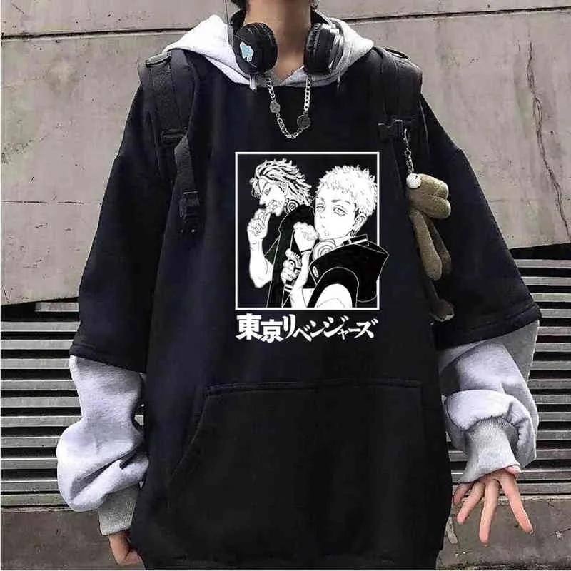 Harajuku Tokyo Revengers Hoodie Japonês Anime Homens / Mulheres Engraçado Sueter Desenhos Animados Desenhos Animados Hip Hop Vintage Roupas Masculino HOWE H1227