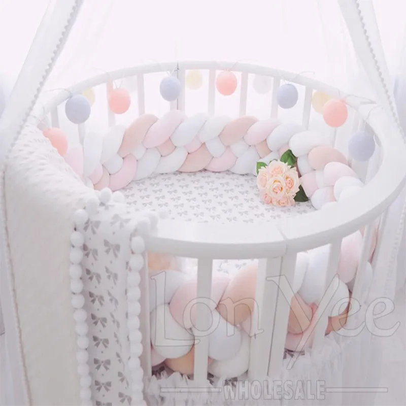 Доставка океана 4 Strand Knit Newborn CoT Bed Bedding Cushion Забор Weave Узел Узел Детская Колыбель Детская кроватка Протектор Рельс Детка Baby Playpen Бампер Подушка INS Decor YL0343