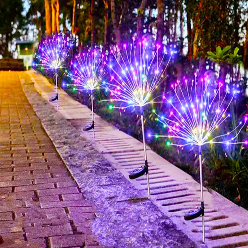 Party Decor Solar Luminous Fireworks Light Wedding Christmas Garden Decoration Dandelion Lamp For Outdoor Indoor