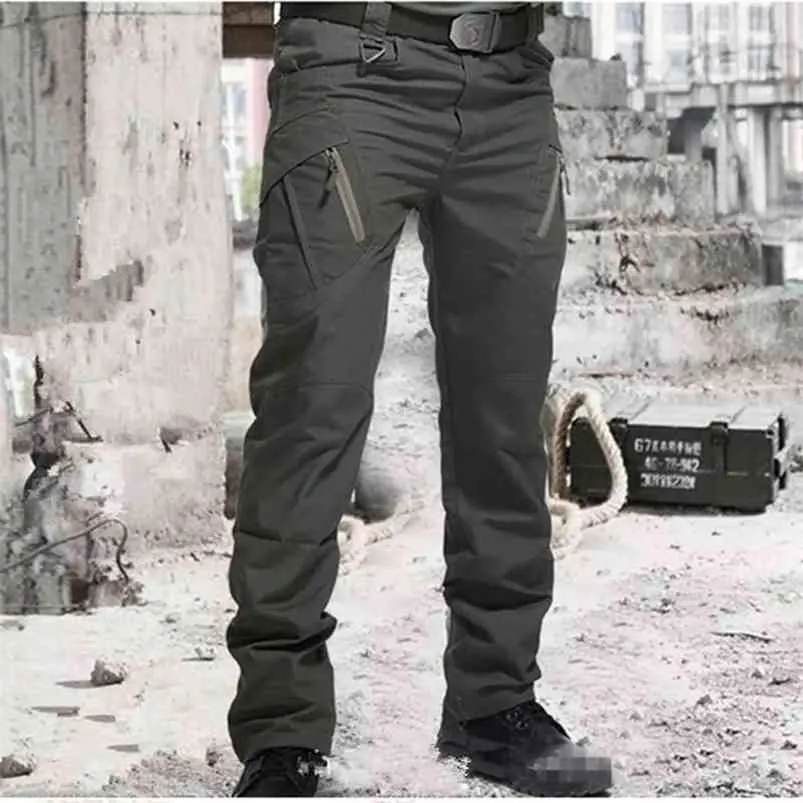 Mens Tactical Calças Múltiplas elasticidade de bolso Militares Ao Ar Livre Quick Seco Tacitcal Calças Homens Slim Gordura Carga Pant 5xL 210715
