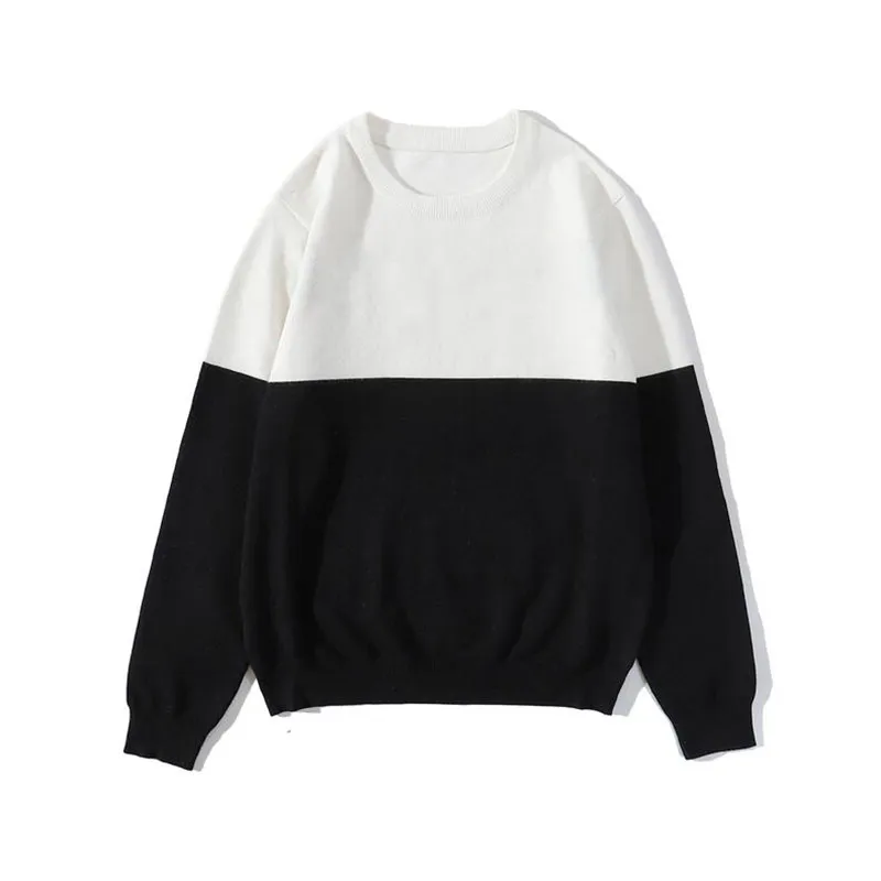 Maat M-2XL Heren trui Causal Black White Contrast Kleur Lange Mouwen Paar Sweaters Streetwear Pullover Mannelijke Tops