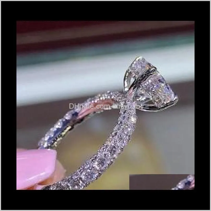 womens designer rings romantic zircon shining rings round stone wedding bridal fashion jewelry engagement ring for women