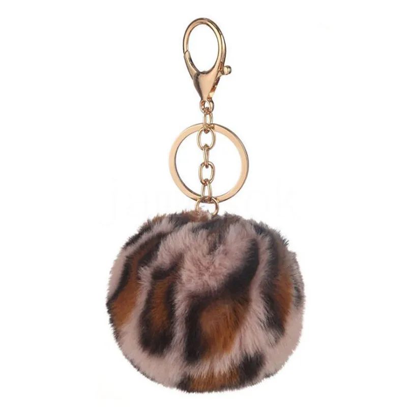 2021 8cm Two-color Rabbit Fur Ball Keychains Bag Plush Car Keychain Holder Pendant Key Chain Rings For Women DD062