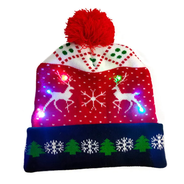 Chapeau tricoté avec boîte de commutation LED, lanterne, chapeau chaud pour adulte, avec boule, pour fête