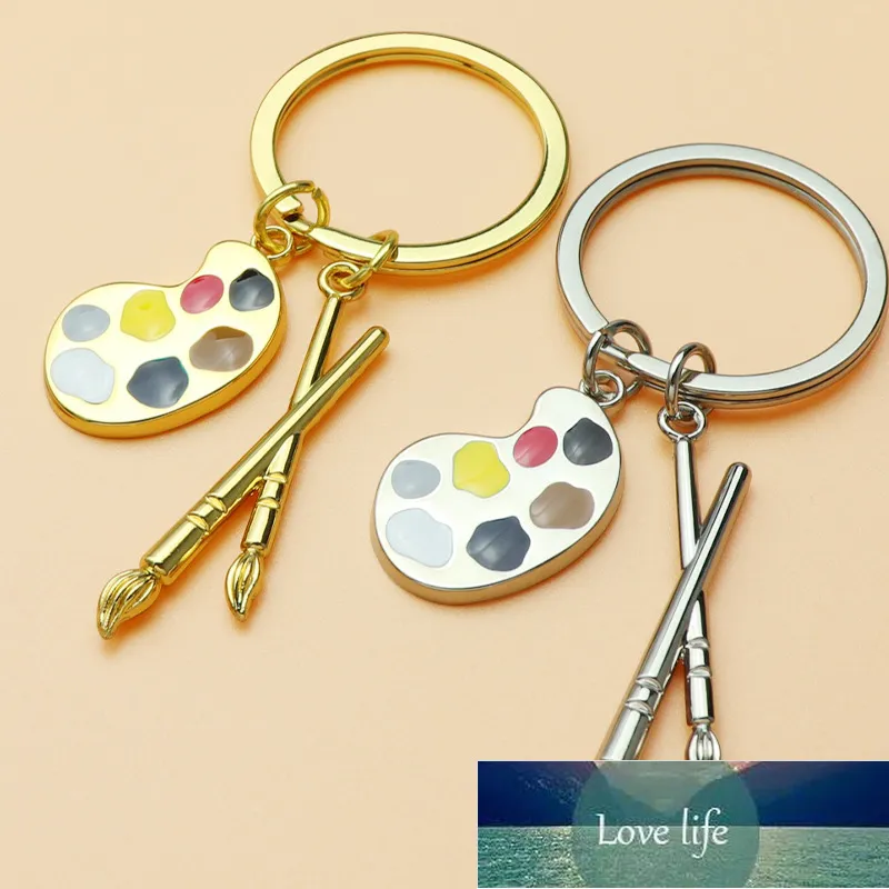 Abstrakt Artist Palette Alloy Keychain Målning Verktyg Borst Nyckel Kedja Bil KeyRing Kvinnor Barnkonst Kurs Målare Souvenir Presentfabrik Pris Expert Design Kvalitet