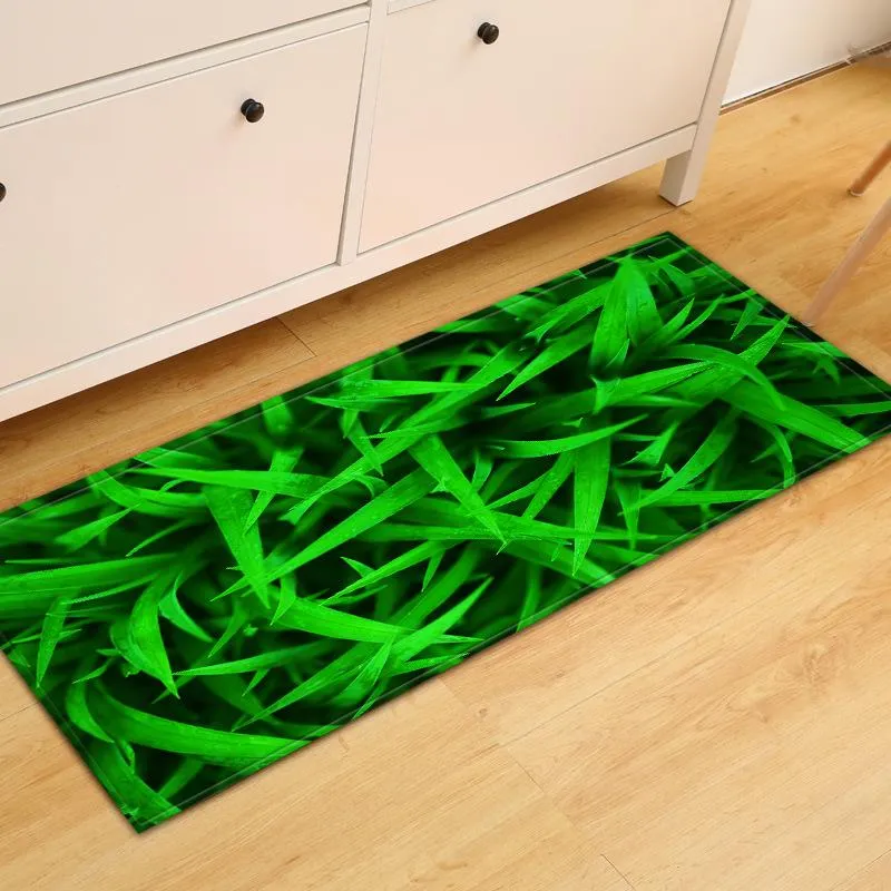 Tappeti Zerbino Da Cucina 3D Green Grass Bamboo Print Tappetino