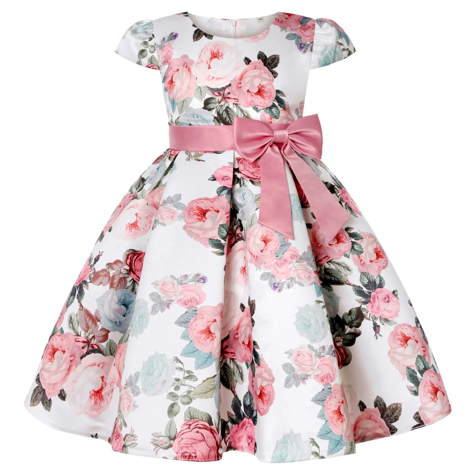 Baby Girl 3D flower Silk Princess Dress for Wedding party elegant Kids Dresses for Toddler Girl Children Fashion Clothing Q0716