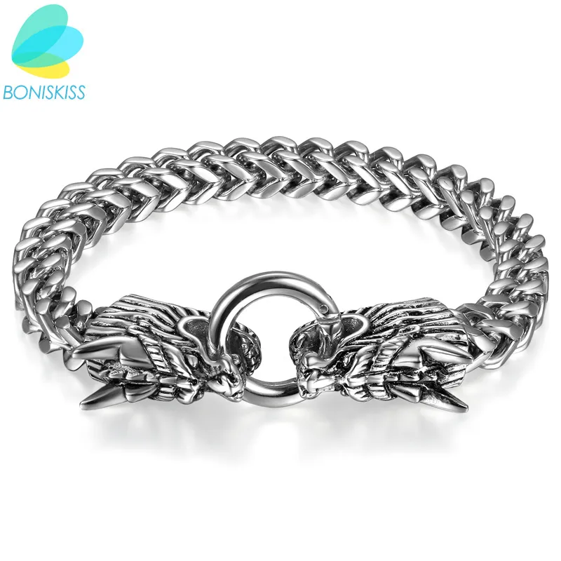 Boniskiss Dragon Bracelet Men Jewelry Stainless Steel Mens Rock Bracelets & Bangles Hot Selling Erkek Bileklik