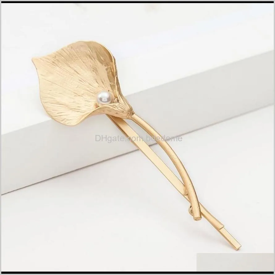 fashion europe simple 1 flower petal hairpin gold or silver plated for women hair clip gift