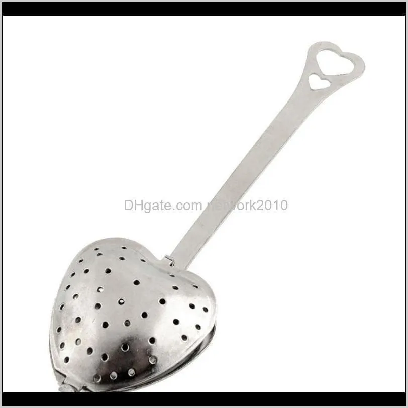 heart shape stainless steel tea strainers silver tea leaf herbal filter infuser spoon strainer practical kitchen tool cute