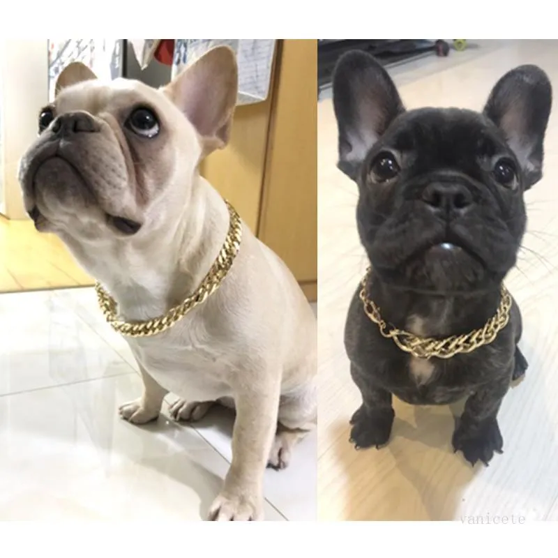 Dogs Golden Chain Collars Outdoor Street Style Pet Collar Pets Necklace Pug Teddy Corgi Puppy Supplies Accessories T9I001290