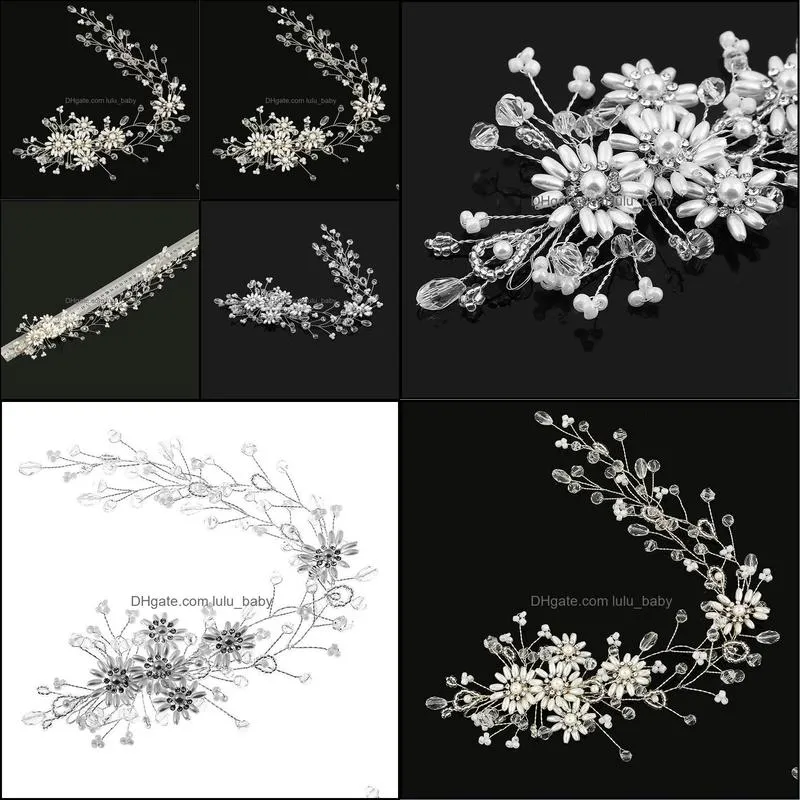 Hair Clips & Barrettes Bridal Headwear Pearl Rhinestones Headbands Crystal Floral Jewelry Wedding Accessories For Women Handmade Headpiece