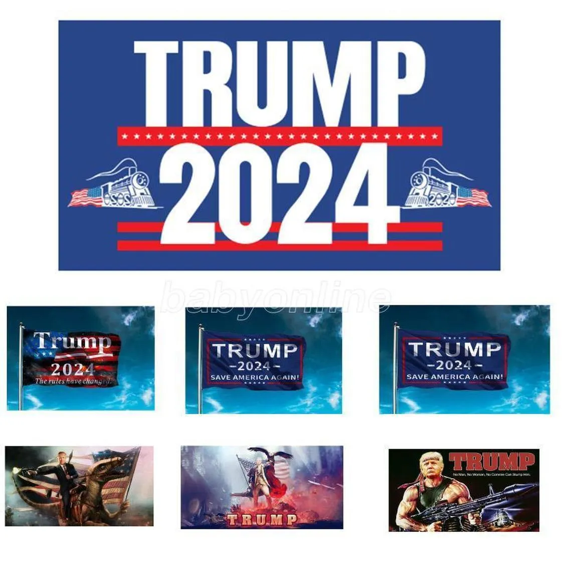 Trump 2024 Bandiera US Presidente Elezione Bandiera Bandiera Bandiera Banner Digital Stampa Supporto Giardino Yard Bandiere di sfondo