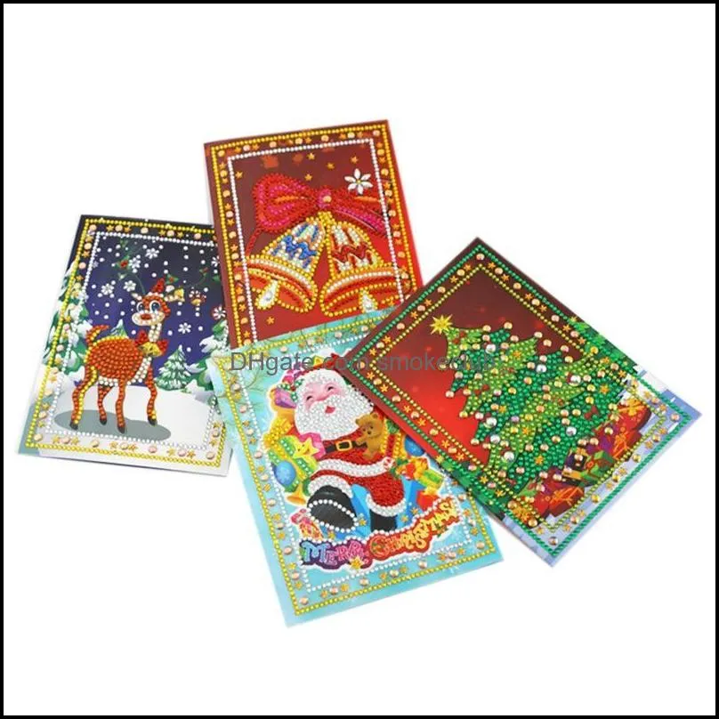 Greeting Cards Diamond Painting Christmas Cartoon Mini Santa Claus Merry Paper Craft Gift