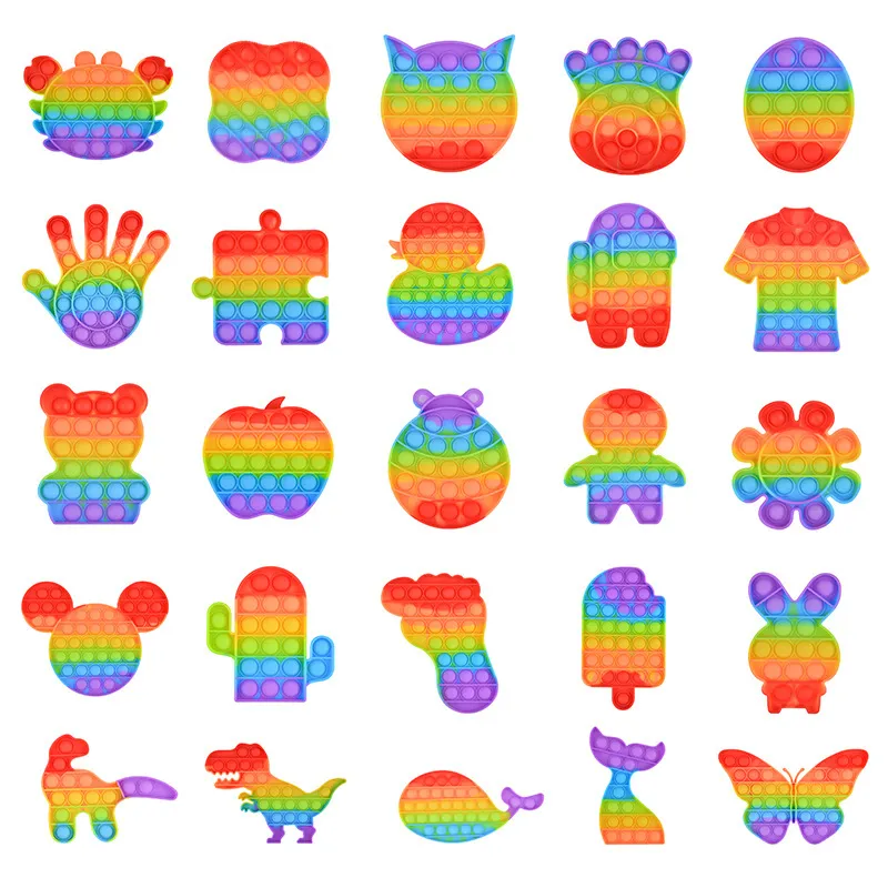 Alle Design Regenbogen Farbe Blase Zappeln Sensorischen Spielzeug Erwachsene Kinder Desktop Party Spiel Lustige Antistress Dekompression Spielzeug Geschenk