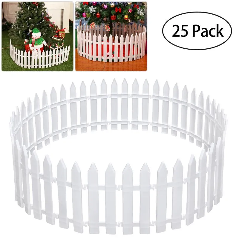 Christmas Decorations TINKSKY White Plastic Picket Fence Miniature Home Garden Xmas Tree Wedding Party Decoration (25 Pieces)