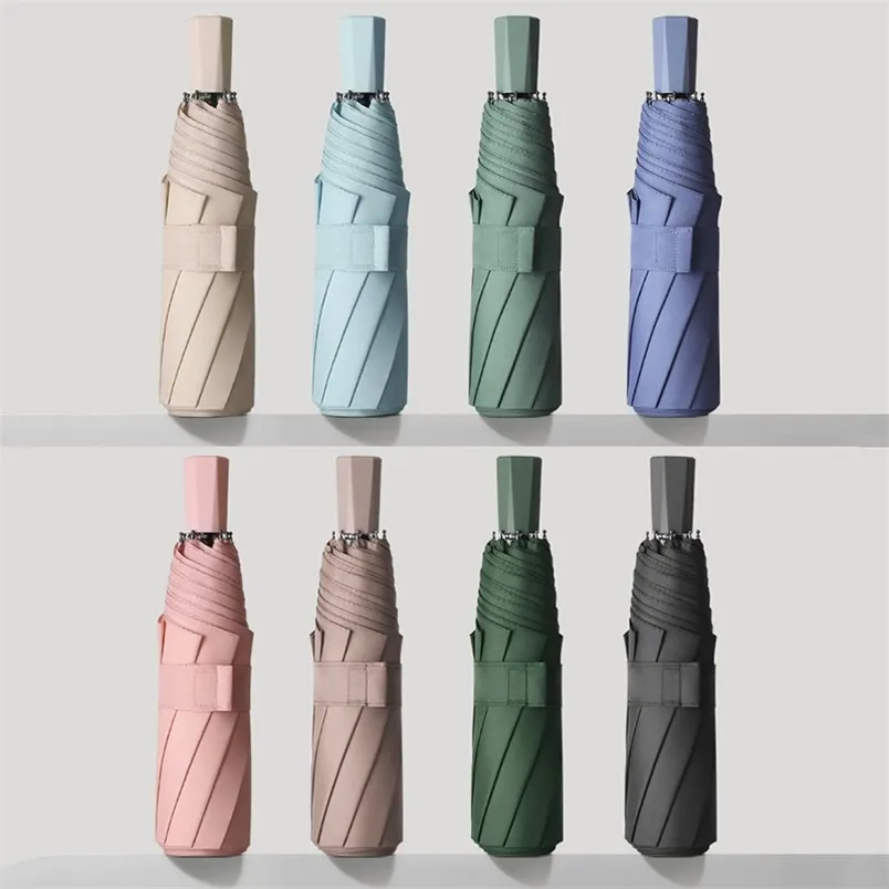8 stecche mini ombrello pioggia anti UV paraguas sole antivento leggero pieghevole portatile s per donne uomini bambini 210721