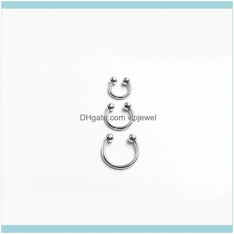3PCS C Shape 925 Sterling Silver Nose Ring Hoop Septum Ring 6mm/8mm/10mm Silver Ear Rings Lip Helix Piercing Body Jewelry