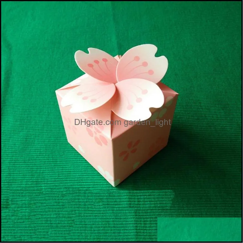 Gift Wrap 50pcs Pink Flower Cherry Blossoms Wedding Boxes Chocolate Packaging Box