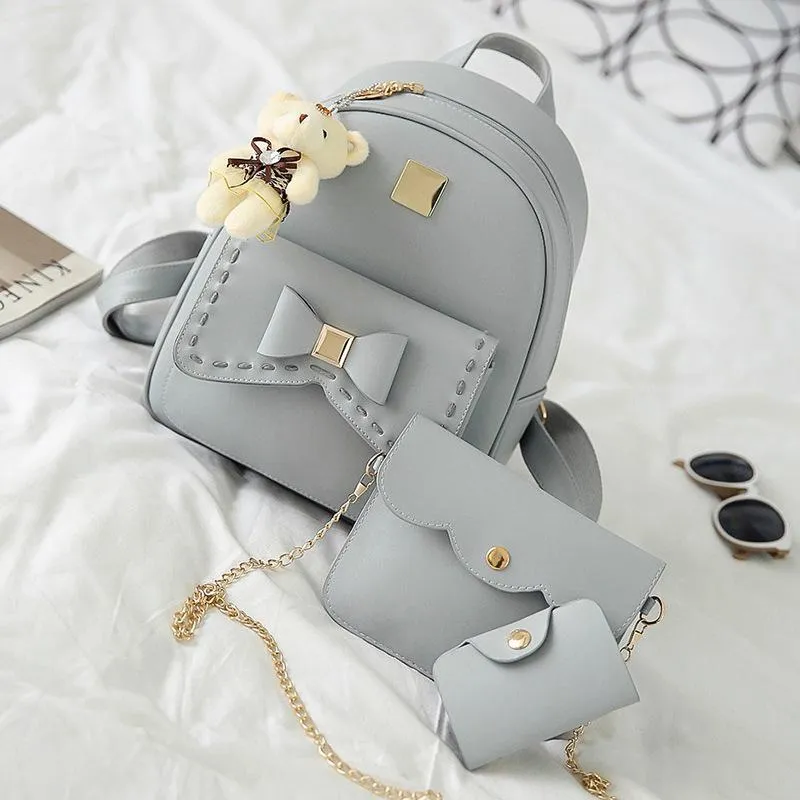 Çocuklar mini sırt çantası prenses çocuk kız sevimli pu/seyahat çantası kızlar için 3 adet kompozit okul çantaları