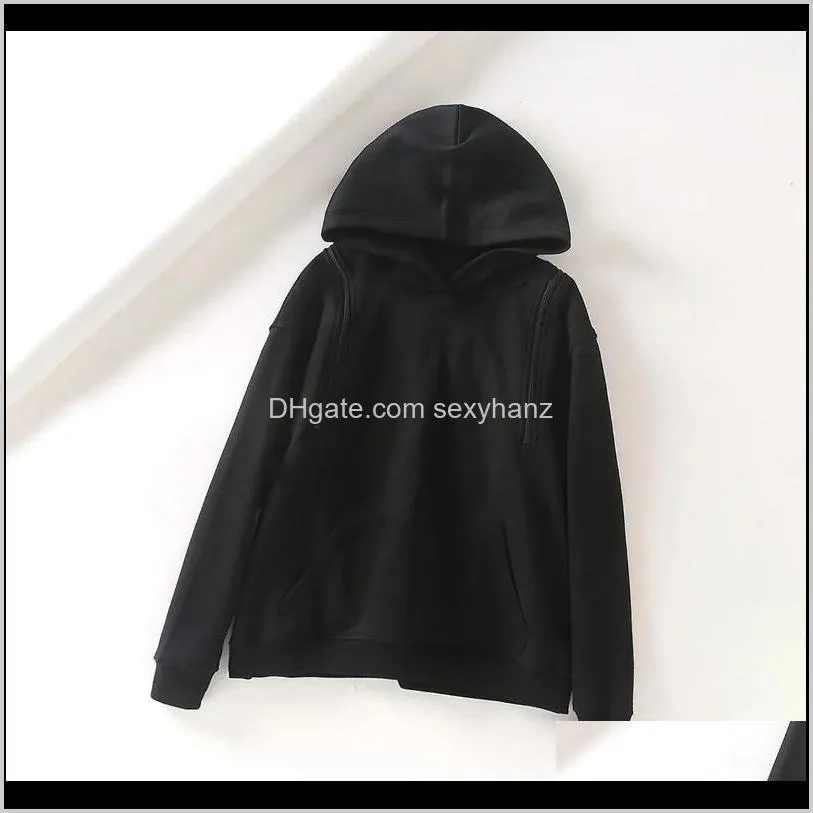 women warm cold shoulder hooded sweatshirt sexy plus velvet loose hoodies solid color long top s-l