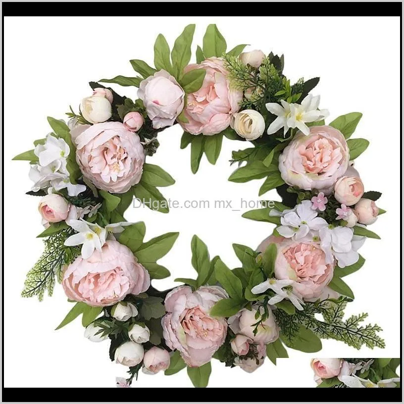 artificial peony flower wreath for front door welcome farmhouse window wall home decor decorative flowers & wreaths