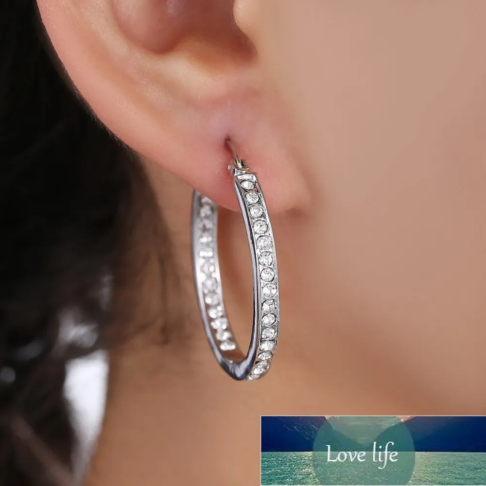 Boucles d'oreilles rondes de luxe couleur argent pour femmes, cadeau avec boucles d'oreilles en cristal autrichien AAA, bijoux, prix d'usine, conception experte, qualité, dernier style