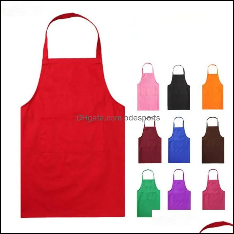 Solid Color Apron Kitchen Clean Accessory For Multi Function Household Adult Cooking Baking Aprons fast shipping