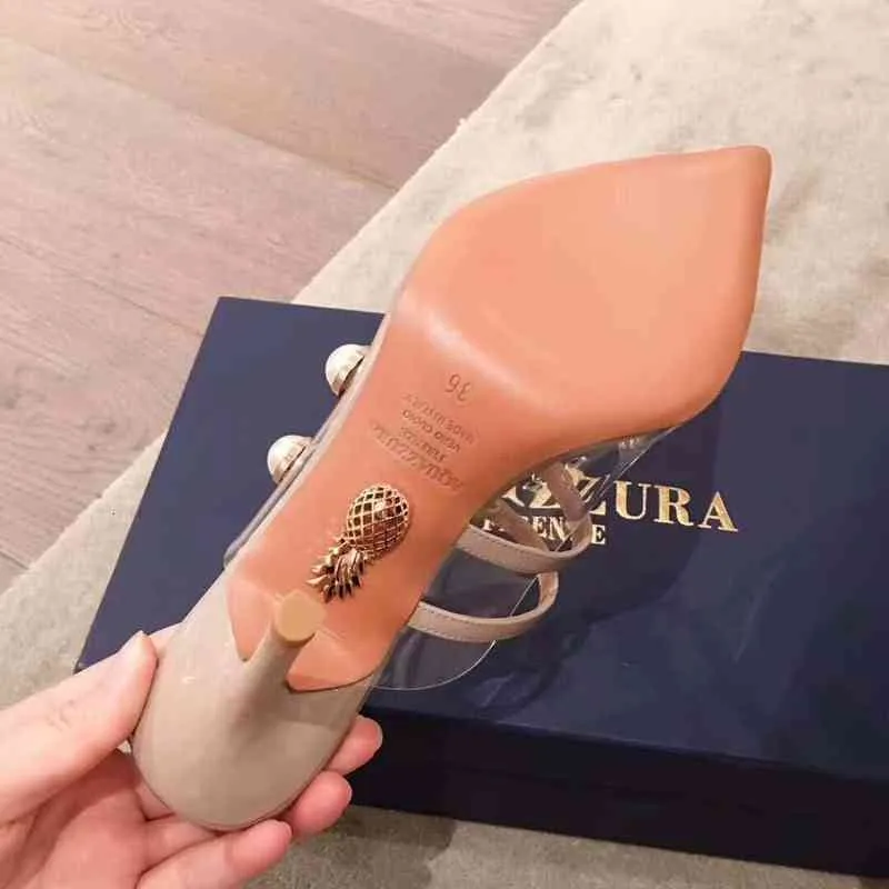Seizoensvrouw Aquazzura Oz Muilezel 85 Modeschoenen Napa PVC Muilezels Sandalen