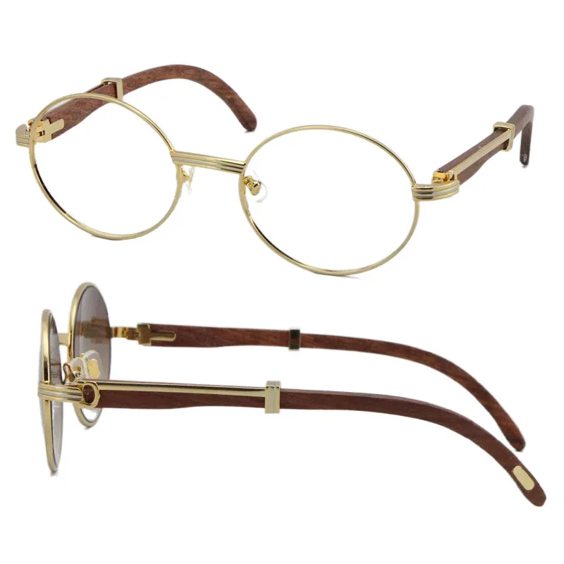 Hurtownie Drewniane oprawki do okularów 7550178 Okrągłe Metalowe Okulary okularowe damskie damskie srebrne złote oprawki C Dekoracyjne Okulary