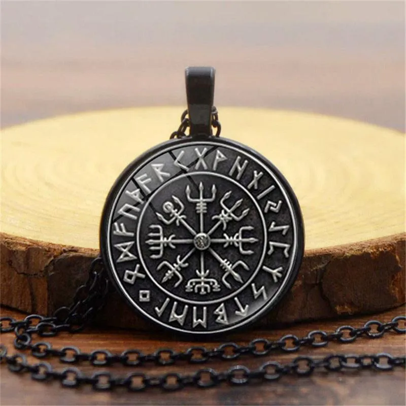 Collane con ciondolo Vichinghi norvegesi Uomo Donna Gioielli Regalo Bussola Vegvisir Rune nordiche Collana a catena Odino per amuleto