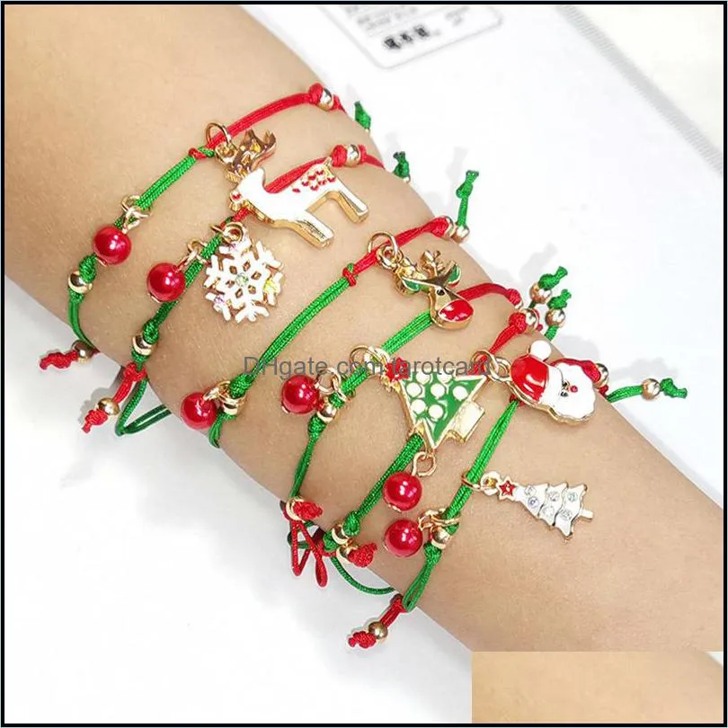 Autres fournitures de fête festive maison jardin bracelet de noël wapiti des neiges tricoté à la main mode réglable en gros livraison directe 2021 2Mgja