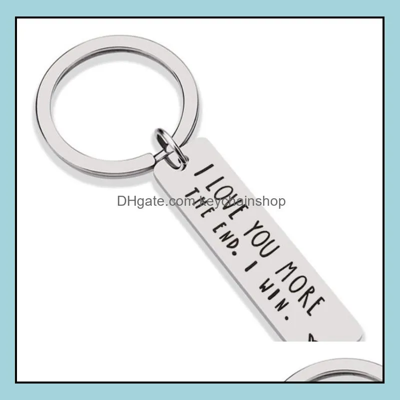 I Love You Most More The End Creative Keyrings I Win Couples Keychain Stainless Steel Key Holders Party Favor