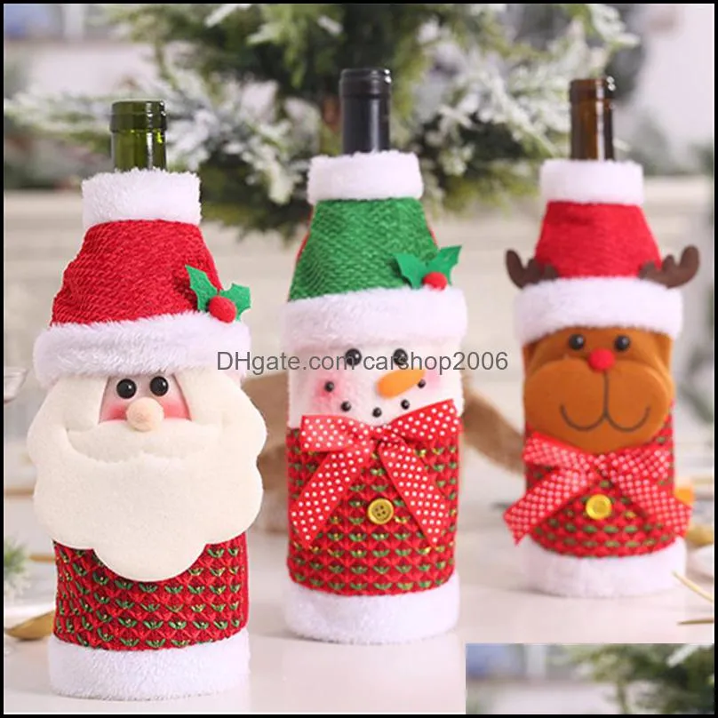 Christmas Wine Bottle Cover Champagne Sweater Santa Reindeer Snowman Xmas Party Decorations Table Ornaments PHJK2109