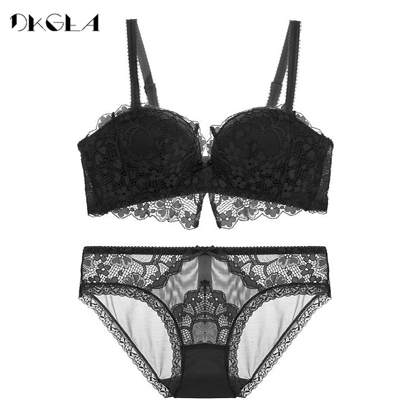 Gray Meesho Bra Setsiere Deep V Push Up Bra Set With Embroidery Cotton 1/2  Cup Meesho Bra Set And Wire Free Lace Lingerie X0526 From Musuo03, $19.8