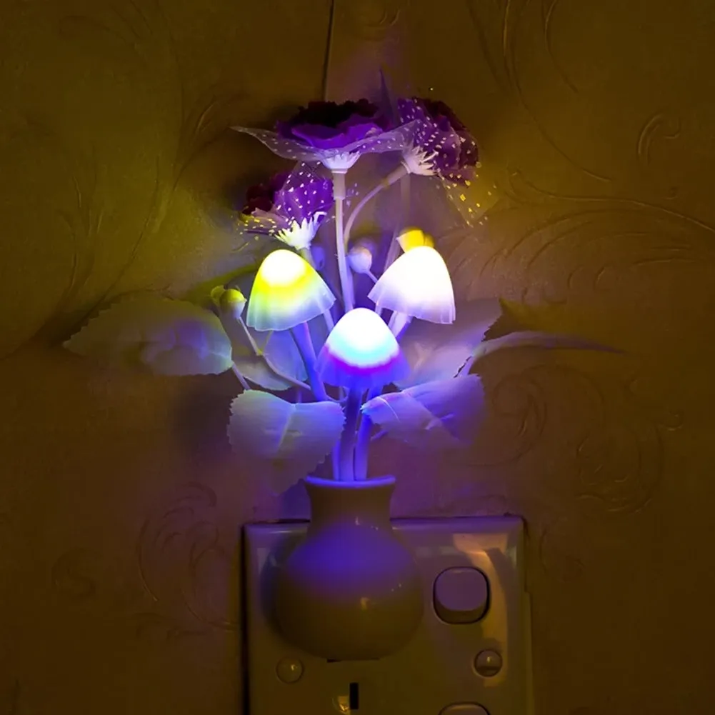 Belle coloré LED lilas veilleuse lampe champignon éclairage romantique pour la maison Art décor éclairage US/EU Plug