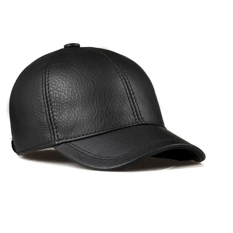 Spring Genuine Leather Baseball Sport Cap Hat Women's Men's Winter Warm Brand New Cow Skin Leather Newsboy Caps Hats 5 Colors Q0911